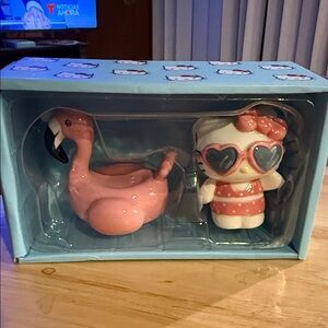 Blue Sky Pink Flamingo and Character Salt and Pepper Shakers